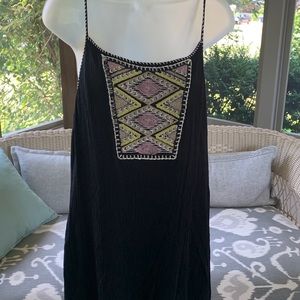 Entro black rayon embroidered tunic or dress ❣️